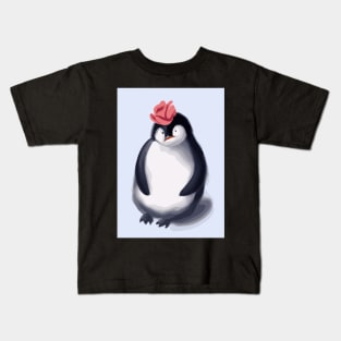 Penguin with Cute Pink Hat Kids T-Shirt